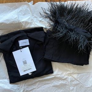 NEW WITH TAGS Sleeper Party Pajamas Set with Detachable Feathers in Black (S)